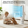 QG830 Ventilateur Tour Sans Pale, Chauffage & Refroidissement 2-en-1, Télécommande et Commande Tactile, 10 Modes Froid + 3 Chaud