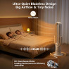 QG830 Ventilateur Tour Sans Pale, Chauffage & Refroidissement 2-en-1, Télécommande et Commande Tactile, 10 Modes Froid + 3 Chaud