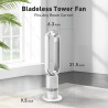 TP18Pro Ventilateur Tour Sans Pale, Chauffage & Refroidissement 2-en-1, Télécommande et Commande Tactile, 10 Niveaux Froid + 3 C