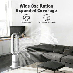 TP18Pro Ventilateur Tour Sans Pale, Chauffage & Refroidissement 2-en-1, Télécommande et Commande Tactile, 10 Niveaux Froid + 3 C