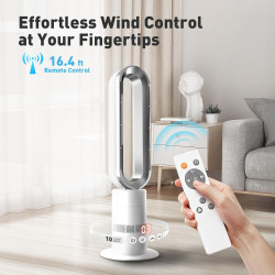 TP18Pro Ventilateur Tour Sans Pale, Chauffage & Refroidissement 2-en-1, Télécommande et Commande Tactile, 10 Niveaux Froid + 3 C