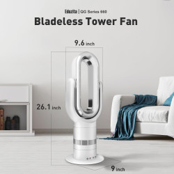 QG660 Ventilateur Tour Sans Pale, Chauffage & Refroidissement 2-en-1, Télécommande et Commande Tactile, 10 Modes Froid + 3 Chaud