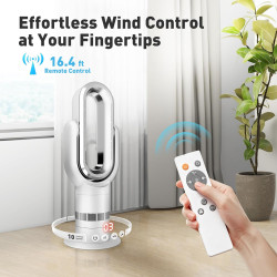 QG660 Ventilateur Tour Sans Pale, Chauffage & Refroidissement 2-en-1, Télécommande et Commande Tactile, 10 Modes Froid + 3 Chaud