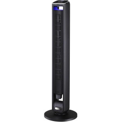 Ventilateur tour (107 cm), 19dB, vitesse pouvant atteindre 8,2 m/s, écran tactile LED, télécommande, 3 vitesses, minuterie 15 h,