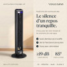 Ventilateur tour (107 cm), 19dB, vitesse pouvant atteindre 8,2 m/s, écran tactile LED, télécommande, 3 vitesses, minuterie 15 h,