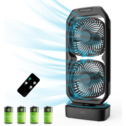 DR.PREPARE Ventilateur Colonne Silencieux Ventilateur Tour de Table Fonctionnant sur Batterie Oscillation 120°, 3 Vitesses, Vent