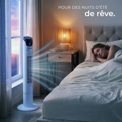 tectake® Ventilateur Colonne 110 cm, 3 modes et 3 vitesses, Fonction de minuterie, Ecran LED, Télécommande, Ventilateur Silencie