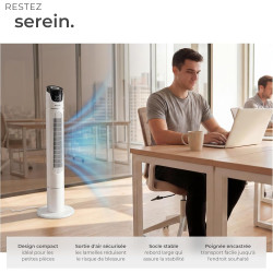 tectake® Ventilateur Colonne 110 cm, 3 modes et 3 vitesses, Fonction de minuterie, Ecran LED, Télécommande, Ventilateur Silencie