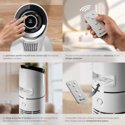 tectake® Ventilateur Colonne 110 cm, 3 modes et 3 vitesses, Fonction de minuterie, Ecran LED, Télécommande, Ventilateur Silencie