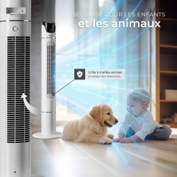 tectake® Ventilateur Colonne 110 cm, 3 modes et 3 vitesses, Fonction de minuterie, Ecran LED, Télécommande, Ventilateur Silencie