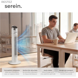 tectake® Ventilateur Colonne 90 cm, 3 modes et 3 vitesses, Fonction de minuterie, Ecran LED, Télécommande, Ventilateur Silencieu