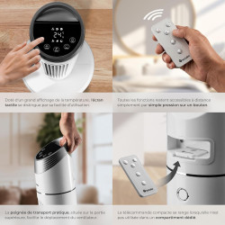 tectake® Ventilateur Colonne 90 cm, 3 modes et 3 vitesses, Fonction de minuterie, Ecran LED, Télécommande, Ventilateur Silencieu