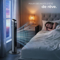 tectake® Ventilateur Colonne 90 cm, 3 modes et 3 vitesses, Fonction de minuterie, Ecran LED, Télécommande, Ventilateur Silencieu