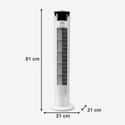 Noir+decker - ventilateur colonne + 45 w | 81 cm | oscillant et silencieux | 3 vitesses | minuteur 2 h | base antidérapante | po