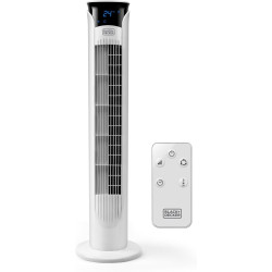 Noir+decker bxeft48e - ventilateur colonne 45w, 3 vitesses, 3 modes, digital oscillant et silencieux avec télécommande 81 cm de 