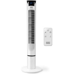 Noir+decker bxeft49e ventilateur colonne 45w, oscillant, télécommande, 102 cm, silencieux, 3 vitesses, minuterie