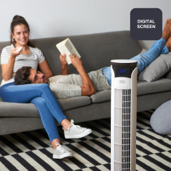 Noir+decker bxeft49e ventilateur colonne 45w, oscillant, télécommande, 102 cm, silencieux, 3 vitesses, minuterie