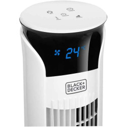 Noir+decker bxeft49e ventilateur colonne 45w, oscillant, télécommande, 102 cm, silencieux, 3 vitesses, minuterie