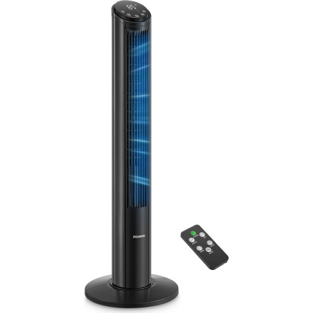 FOHERE Ventilateur Colonne Silencieux (32dB) - 102cm avec Moteur DC (28W) - Ventilateur Télécommande (Touches Muettes) - Brise M