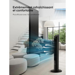 FOHERE Ventilateur Colonne Silencieux (32dB) - 102cm avec Moteur DC (28W) - Ventilateur Télécommande (Touches Muettes) - Brise M