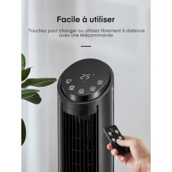 FOHERE Ventilateur Colonne Silencieux (32dB) - 102cm avec Moteur DC (28W) - Ventilateur Télécommande (Touches Muettes) - Brise M