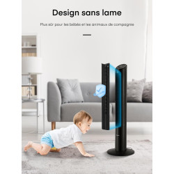 FOHERE Ventilateur Colonne Silencieux (32dB) - 102cm avec Moteur DC (28W) - Ventilateur Télécommande (Touches Muettes) - Brise M
