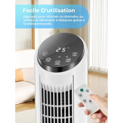 FOHERE Tour de ventilateur très silencieuse avec télécommande pour la maison, ventilateur sur pied à moteur DC oscillant de 102c