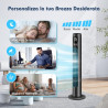 Aigostar smart ross - ventilateur tour intelligent avec télécommande(97cm). oscillation 70°, silencieux, ecran led wifi + bleuto