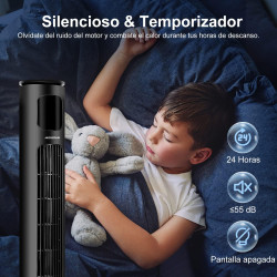 Aigostar ventilateur colonne intelligent avec télécommande(97cm). oscillation 70°, silencieux, ecran led wifi + bleutooth, 50w. 