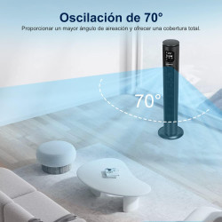 Aigostar ventilateur colonne intelligent avec télécommande(97cm). oscillation 70°, silencieux, ecran led wifi + bleutooth, 50w. 
