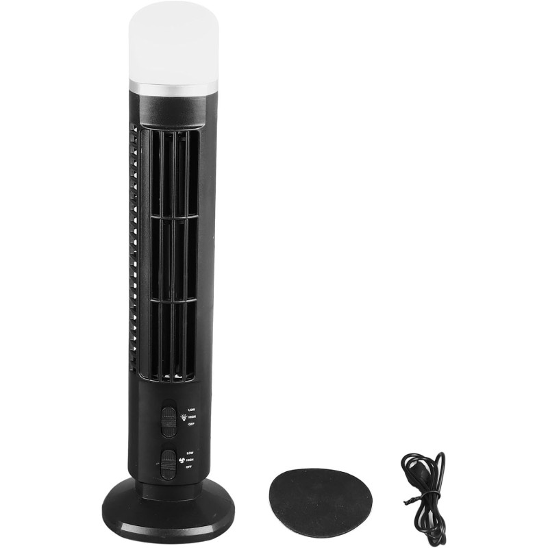 Ventilateur Tour pour Chambre à Coucher, Ventilateur Oscillant à 90 Degrés, Ventilateur de Bureau USB Portable Silencieux avec L