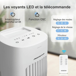 Aigostar Robert - Ventilateur Colonne (86 cm),Silencieux, 3 Vitesses et 3 Modes,Oscillation 70°,Ventilateur Portable avec Minute