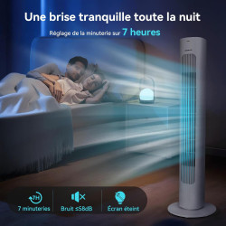Aigostar Robert - Ventilateur Colonne (86 cm),Silencieux, 3 Vitesses et 3 Modes,Oscillation 70°,Ventilateur Portable avec Minute