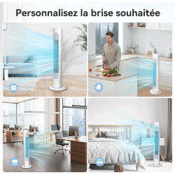 Aigostar Robert - Ventilateur Colonne (86 cm),Silencieux, 3 Vitesses et 3 Modes,Oscillation 70°,Ventilateur Portable avec Minute