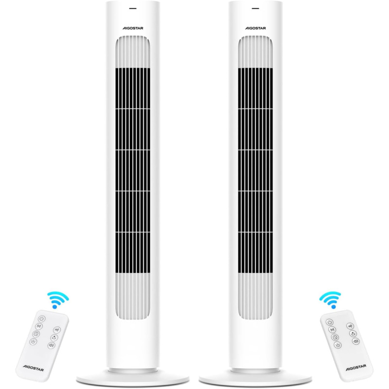 Aigostar Robert -Ventilateur Colonne avec Télécommande,Silencieux, 3 Vitesses et 3 Modes,Oscillation 70°,Ventilateur Portable av
