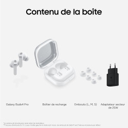 Samsung galaxy buds4 pro, écouteurs bleutooth sans fil, son hi-fi de qualité studio, double haut-parleur, appels ultra clairs, a