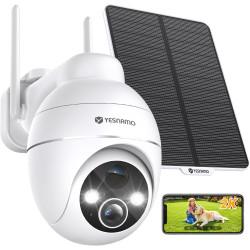 2K Camera Surveillance WiFi Exterieure sans Fil, Énergie Solaire et 360° PTZ, Caméra Solaire Batterie 2,4 G, Double Antenne Visi