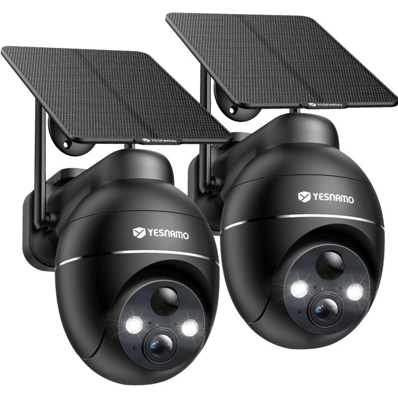 2K Camera Surveillance WiFi Exterieure sans Fil, 360° PTZ et Énergie Solaire, Caméra Solaire Batterie 2,4 G, Double Antenne Visi