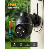 2K Camera Surveillance WiFi Exterieure sans Fil, 360° PTZ et Énergie Solaire, Caméra Solaire Batterie 2,4 G, Double Antenne Visi