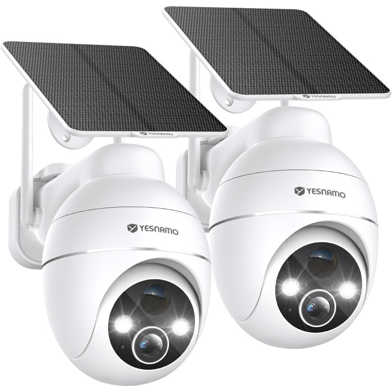 2K Camera Surveillance WiFi Exterieure sans Fil, 360° PTZ et Énergie Solaire, Caméra Solaire Batterie 2,4 G, Double Antenne Visi
