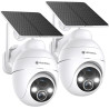 2K Camera Surveillance WiFi Exterieure sans Fil, 360° PTZ et Énergie Solaire, Caméra Solaire Batterie 2,4 G, Double Antenne Visi