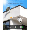 2K Camera Surveillance WiFi Exterieure sans Fil, 360° PTZ et Énergie Solaire, Caméra Solaire Batterie 2,4 G, Double Antenne Visi