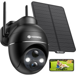 2K Camera Surveillance WiFi Exterieure sans Fil, Énergie Solaire et 360° PTZ, Caméra Solaire Batterie 2,4 G, Double Antenne Visi