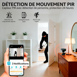 AOBOCAM Camera Espion WiFi 4K avec Cloud – Caméra de Surveillance Intérieure sans Fil, Vision Nocturne Grand Angle 150°, Détecti