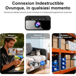AOBOCAM Camera Espion WiFi 4K avec Cloud – Caméra de Surveillance Intérieure sans Fil, Vision Nocturne Grand Angle 150°, Détecti