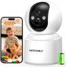 2.5K(4MP) Camera Surveillance WiFi Interieur sans Fil, 360° Caméra Interieur Batterie 6000mAh, 2.4G/5GHz, Vision Nocturne, Détec