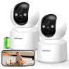 2.5K(4MP) Camera Surveillance WiFi Interieur sans Fil, Pan/Tilt Batterie 6000mAh, 2.4G/5GHz, Vision Nocturne, Détecteur PIR, Aud