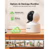 2.5K(4MP) Camera Surveillance WiFi Interieur sans Fil, Pan/Tilt Batterie 6000mAh, 2.4G/5GHz, Vision Nocturne, Détecteur PIR, Aud