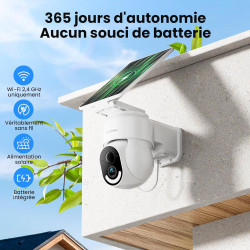 GALAYOU 2K Camera Surveillance WiFi Exterieure sans Fil - Camera Exterieur sans Fil Solaire, 2.4GHz, 360° PTZ Suivi, PIR + Alarm