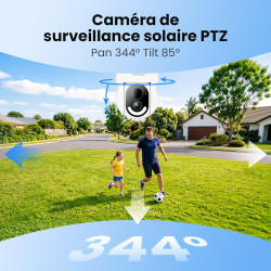 GALAYOU 2K Camera Surveillance WiFi Exterieure sans Fil - Camera Exterieur sans Fil Solaire, 2.4GHz, 360° PTZ Suivi, PIR + Alarm
